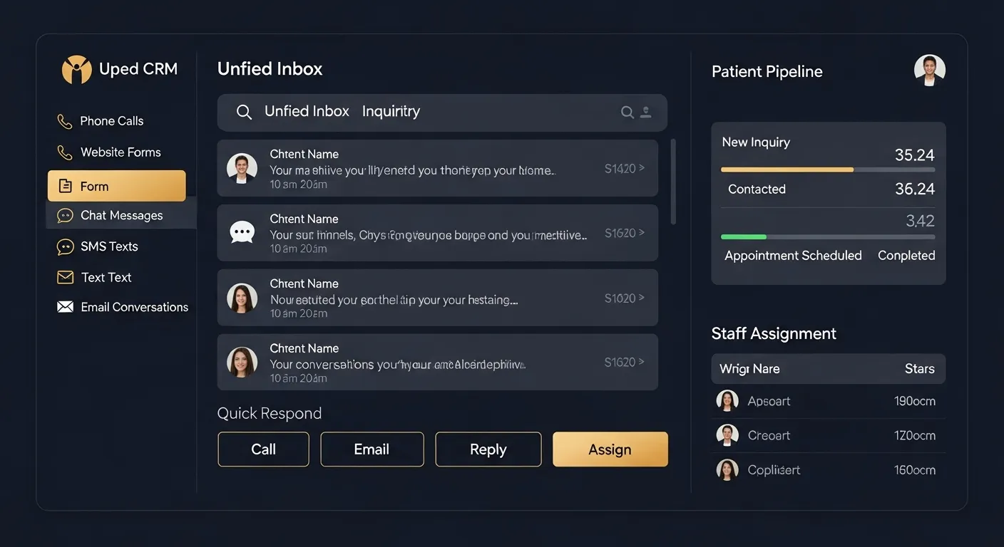 Medical CRM dashboard with unified inbox