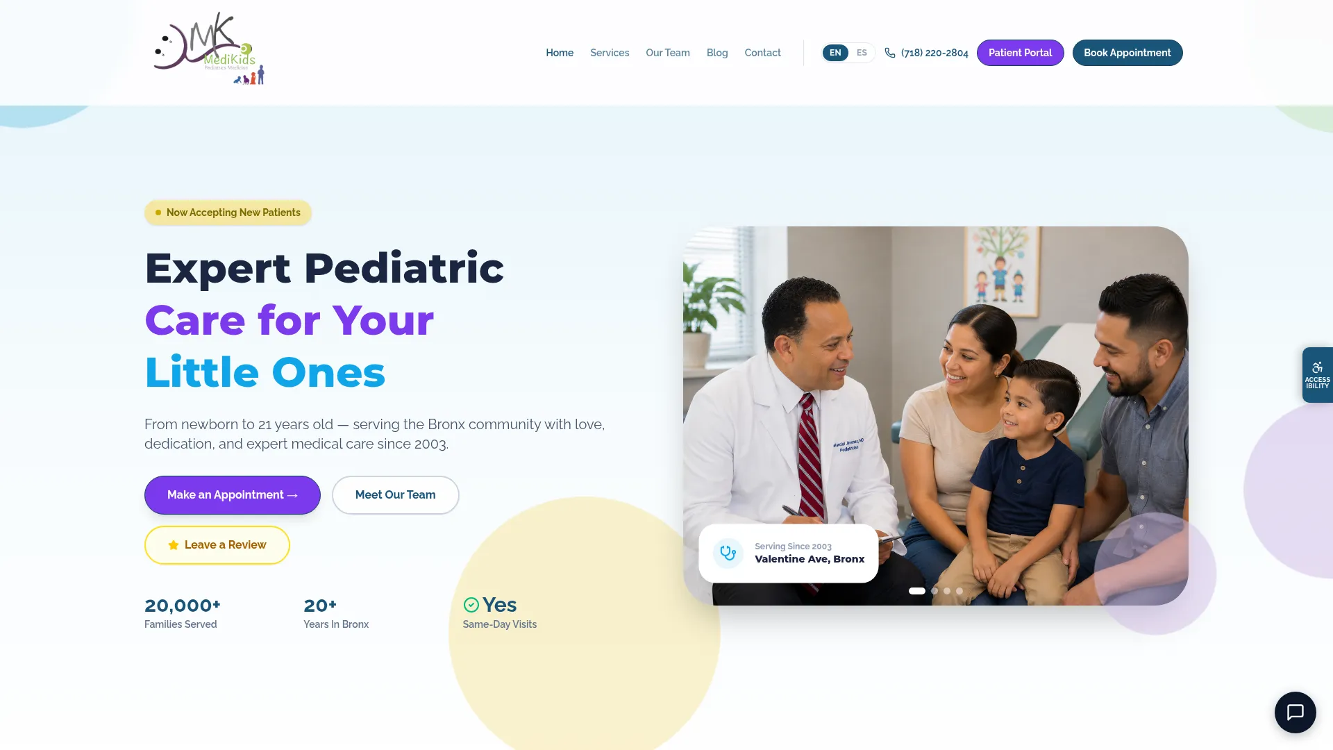 MediKids Pediatrics website built by StarBright CRM