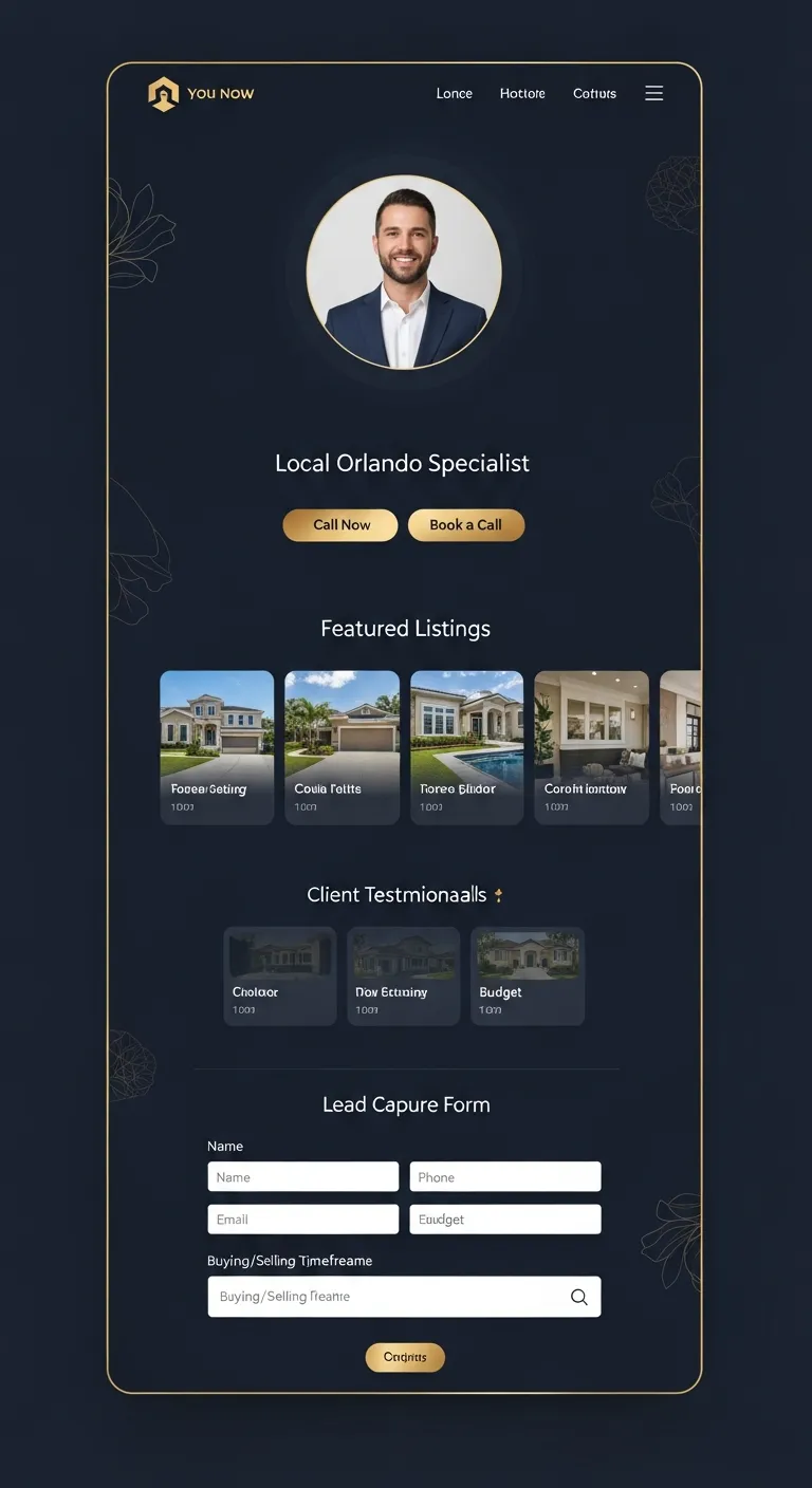 Agent landing page template with lead capture form